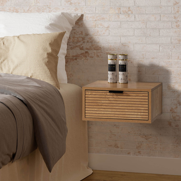 Mesita de noche flotante Mónica 1 cajón efecto Roble
