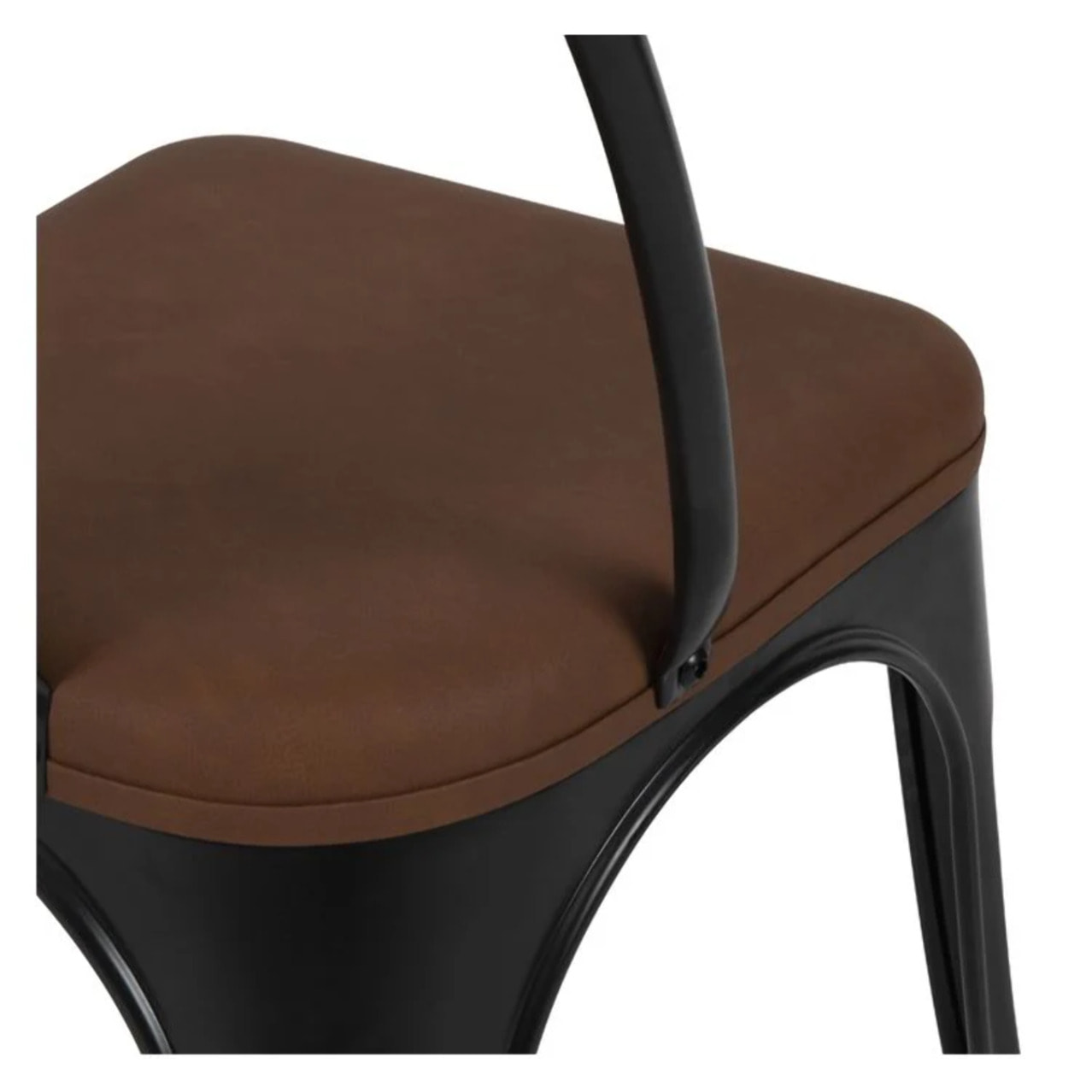 Lot de 2 chaises en métal noir et cuir synthétique marron - Charly