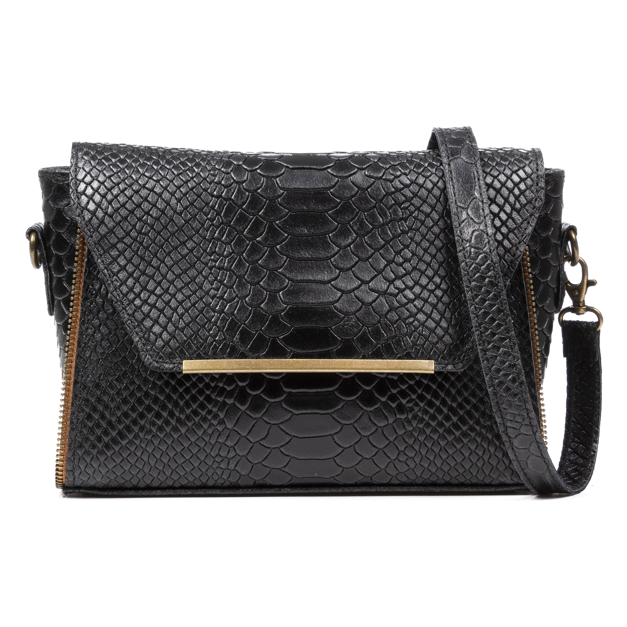 Mariola Bolso bandolera Mujer.Piel auténtica Gamuza Grabado Serpiente