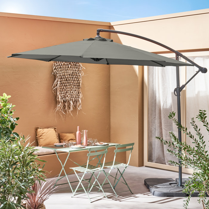 Parasol déporté rond Ø300cm  - Hardelot - Kaki  - Manivelle anti-retour | Toile déperlante | Facile à utiliser