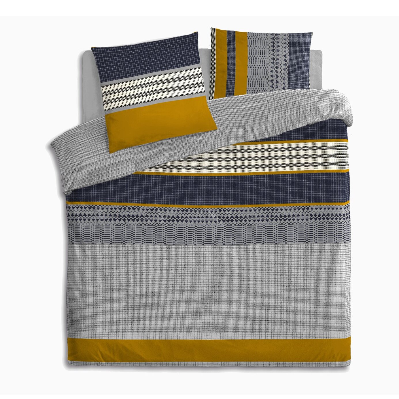 Parure housse de couette coton gris