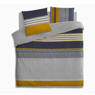 Parure housse de couette coton gris