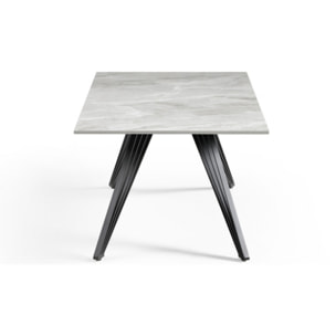 Table basse en céramique 120x60cm gris brillant - 7 piètements - UNIK