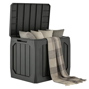 Arcón Exterior Capacidad 121L, Baúl Almacenaje Exterior de Plástico con 2 Asas y Tapa Bloqueable, Impermeable, Resistente a la Intemperie, para Jardín, Terraza, Patio, 56x45x53 cm, Negro
