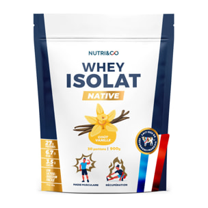 Nutri&Co Protéines Whey Isolat Native 94% en poudre - 900gr Goût Vanille