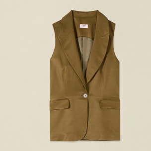 Oltre - Gilet sartoriale in lino viscosa - Verde militare