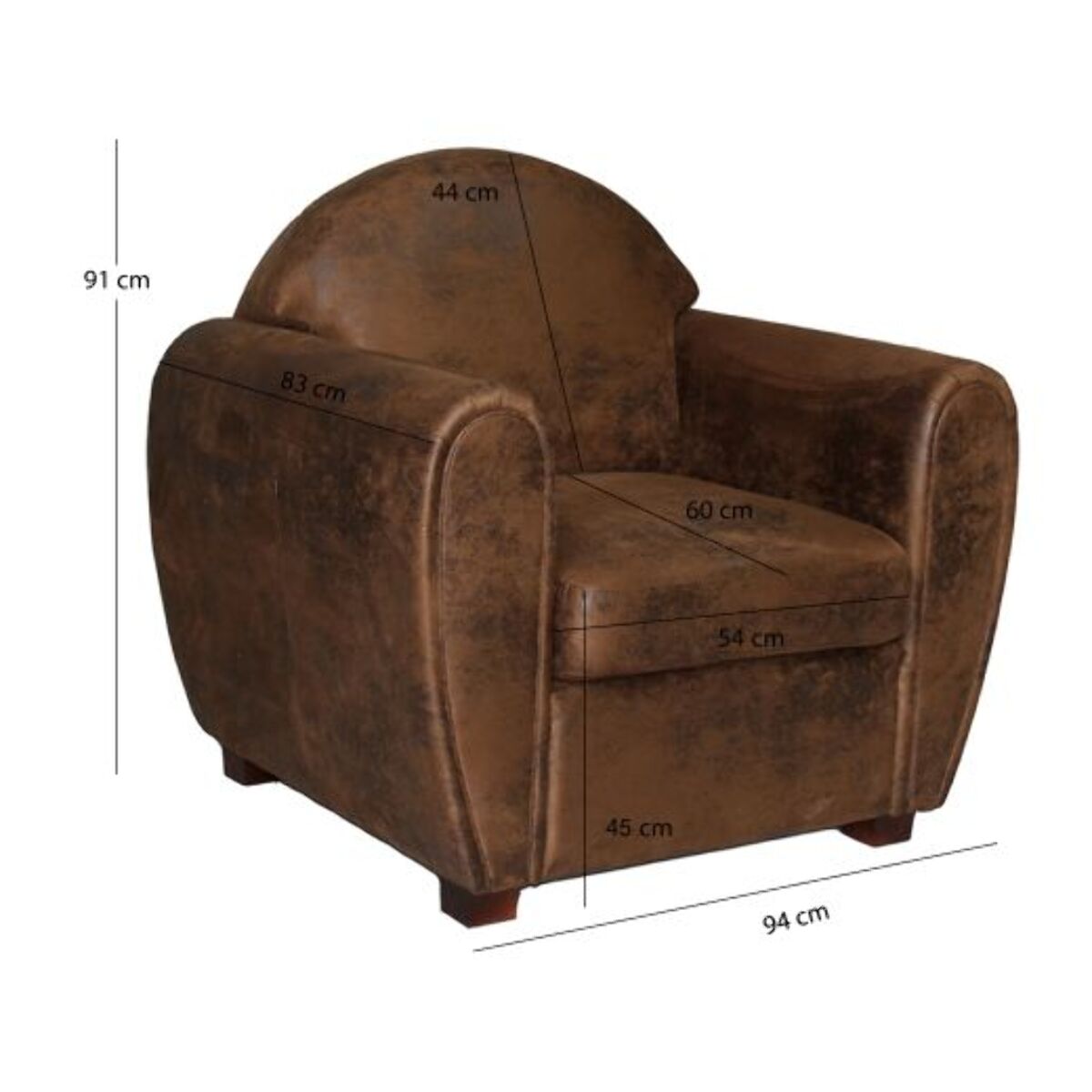 Fauteuil vintage effet simili vieilli - CLUB