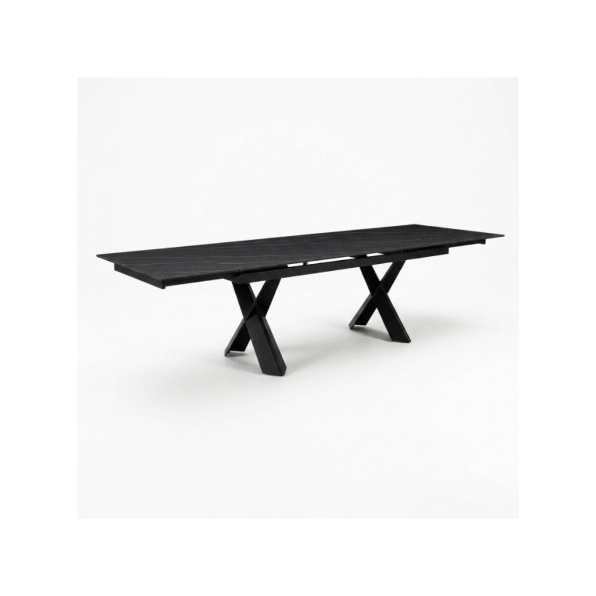Table à manger extensible 200/300cm céramique noir effet marbré - NYLA