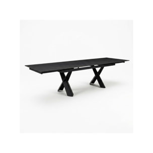 Table à manger extensible 200/300cm céramique noir effet marbré - NYLA