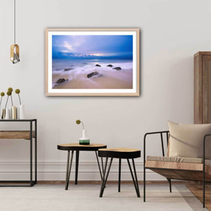 Affiche levée de soleil sur pulau wehe Affiche + cadre en bois - Chêne