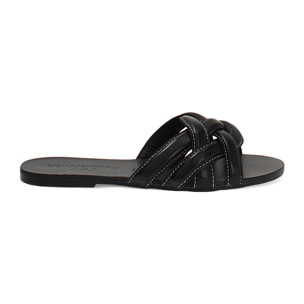 Sandali bassi donna neri in pelle
