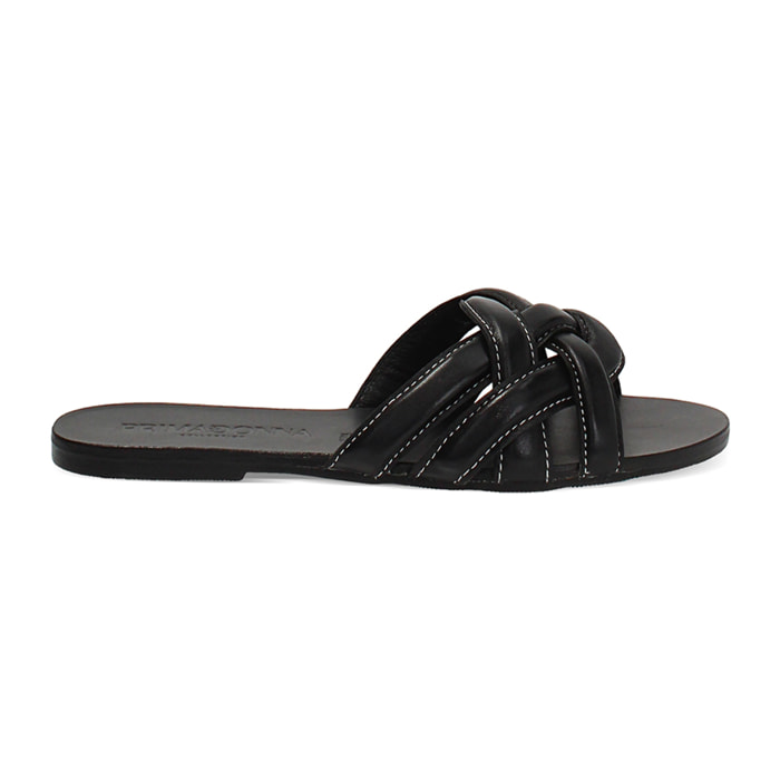 Sandali bassi donna neri in pelle
