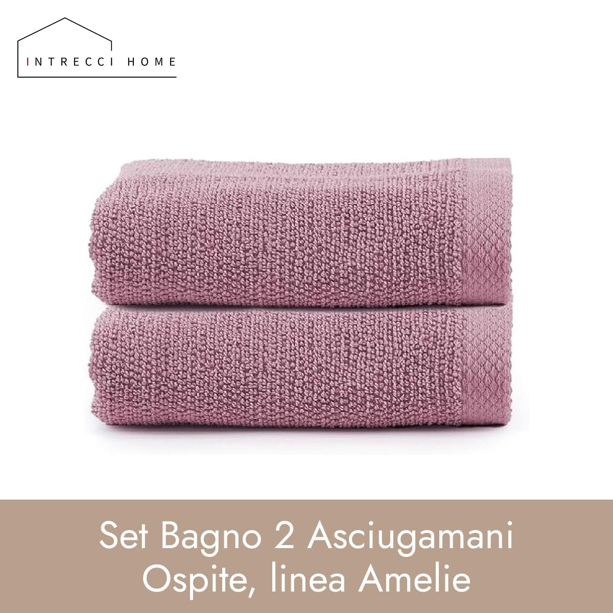 INTRECCI HOME Set Bagno 2 Asciugamani Ospite, in Puro Cotone 500 g,Morbidezza Extra, Assorbenza Superiore, Elegante e Durevole