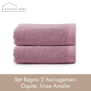 INTRECCI HOME Set Bagno 2 Asciugamani Ospite, in Puro Cotone 500 g,Morbidezza Extra, Assorbenza Superiore, Elegante e Durevole