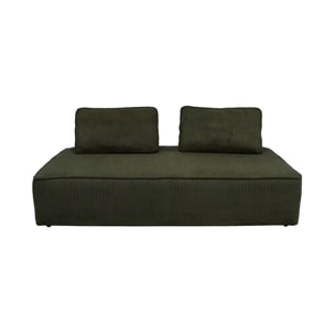 Lot de 2 chauffeuses LAO 2 places pour canapé modulable velours côtelé vert foncé. L 180 x P 90 x H 78cm