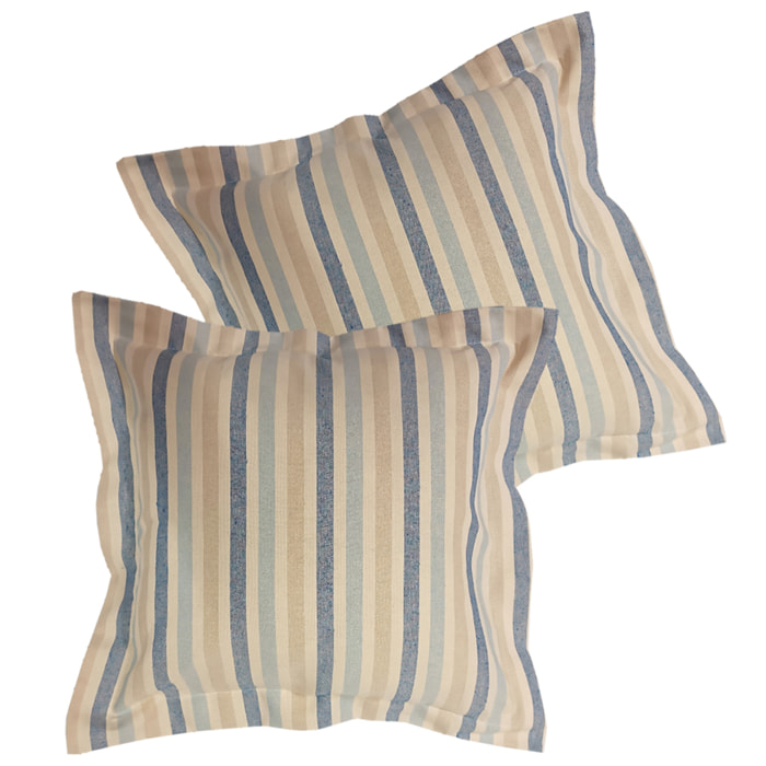 Coppia cuscini arredo riga azzurro
