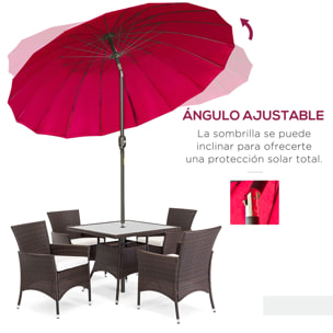 Sombrilla Terraza Exterior Ø250 cm Sombrilla de Jardín con Ángulo Inclinable y Manivela Impermeable Parasol para Patio Terraza Rojo Burdeos