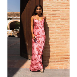 Vestido largo lencero con tirantes