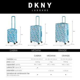 Juego De Maletas Pc Dkny Dkny-626 Signature Hardside Sky Blue