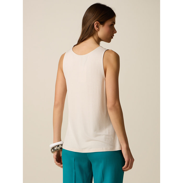 Oltre - Top bimaterial - Blanco