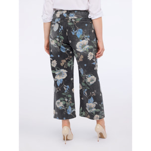 Fiorella Rubino - Jeans recortados con estampado floral - Negro