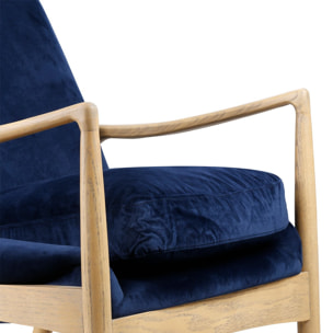 Fauteuil velours bleu foncé