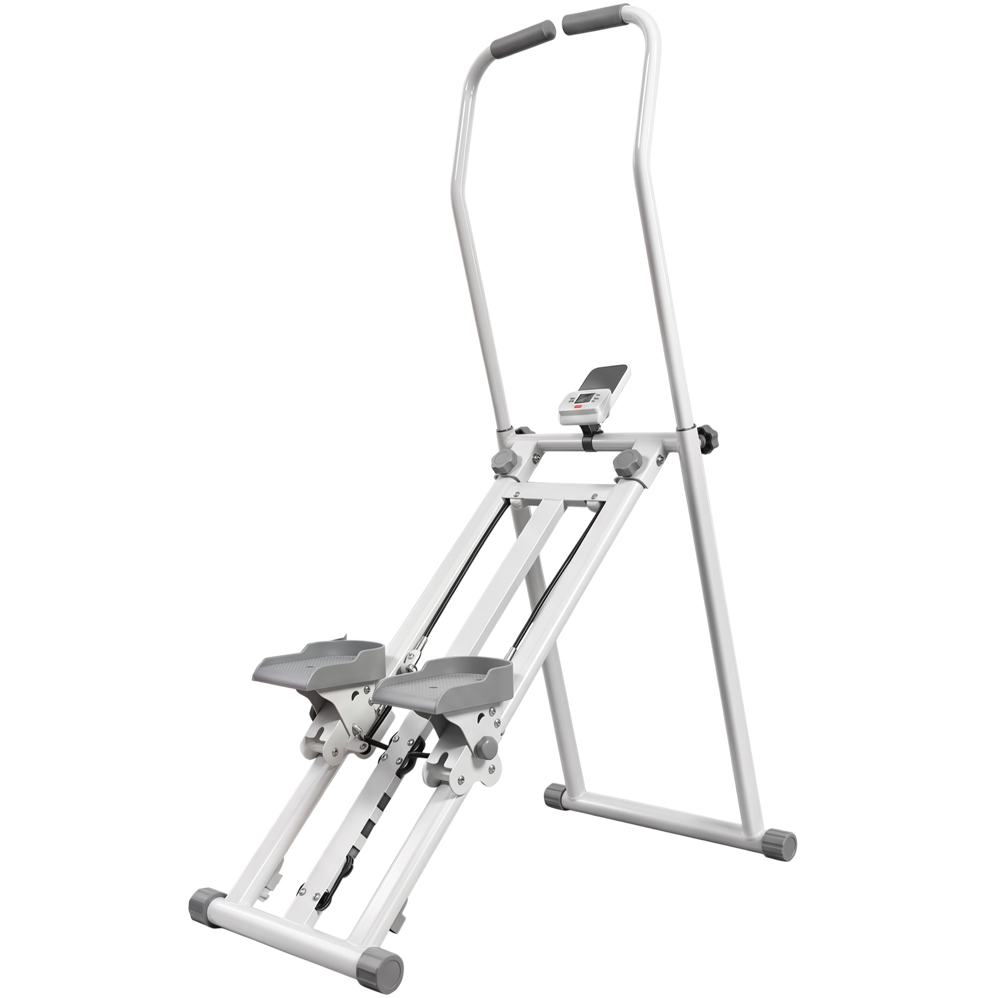 Stepper d'escalier pliable réglable - climber step - écran LCD multifonction acier gris blanc