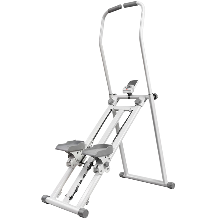 Stepper d'escalier pliable réglable - climber step - écran LCD multifonction acier gris blanc