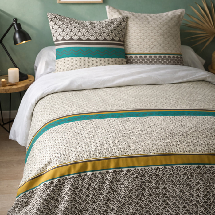 Parure housse de couette 3pcs coton 57fils - art déco