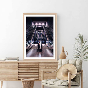 Affiche paris les halles il est 5 heures.. Affiche + cadre en bois - Chêne