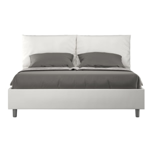 Letto matrimoniale con rete imbottito 160x210 similpelle bianco Antea