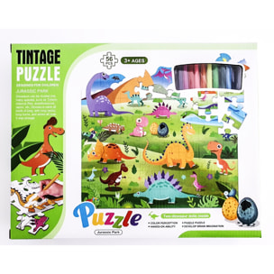 PUZLE DE COLOREAR Y MONTAR: POLICIAS Y LADRONES 48 pcs + COCHE