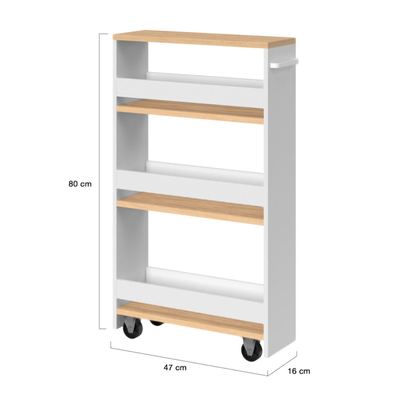 Etagère range épices à roulettes blanc et bois