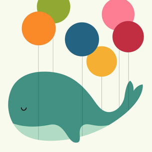 Affiche  baleine ballon Affiche sous cadre noir
