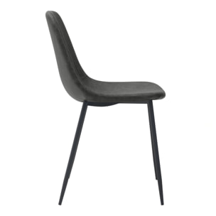 Lot de 2 chaises en cuir synthétique gris/noir - Henrik