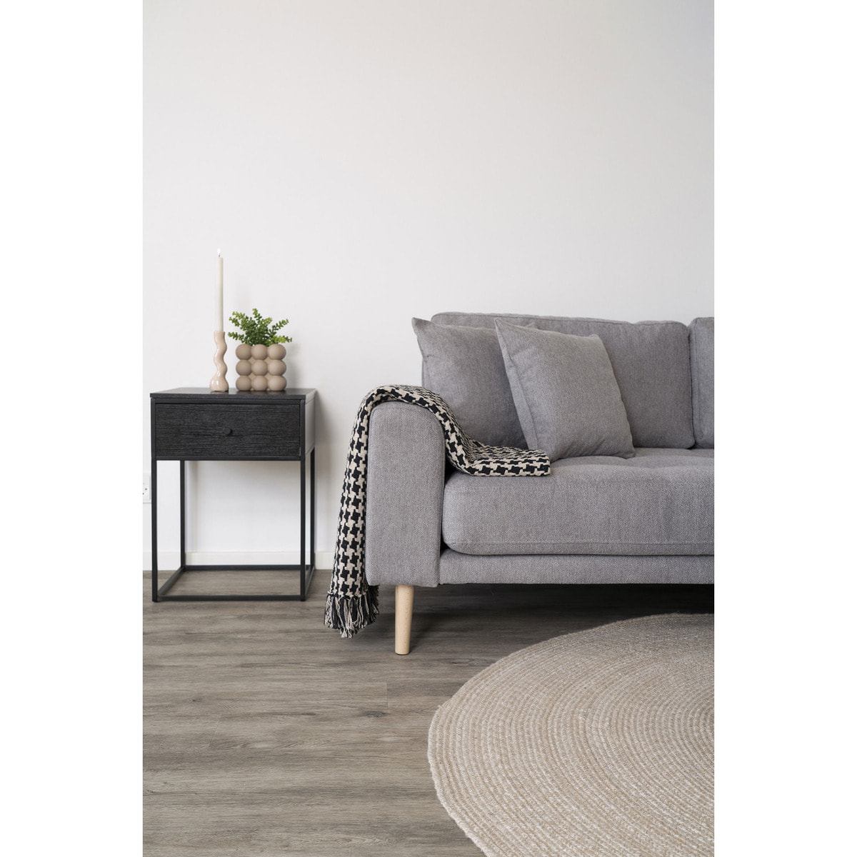 Plaid Side in cotone riciclato nero e beige 130x180 cm