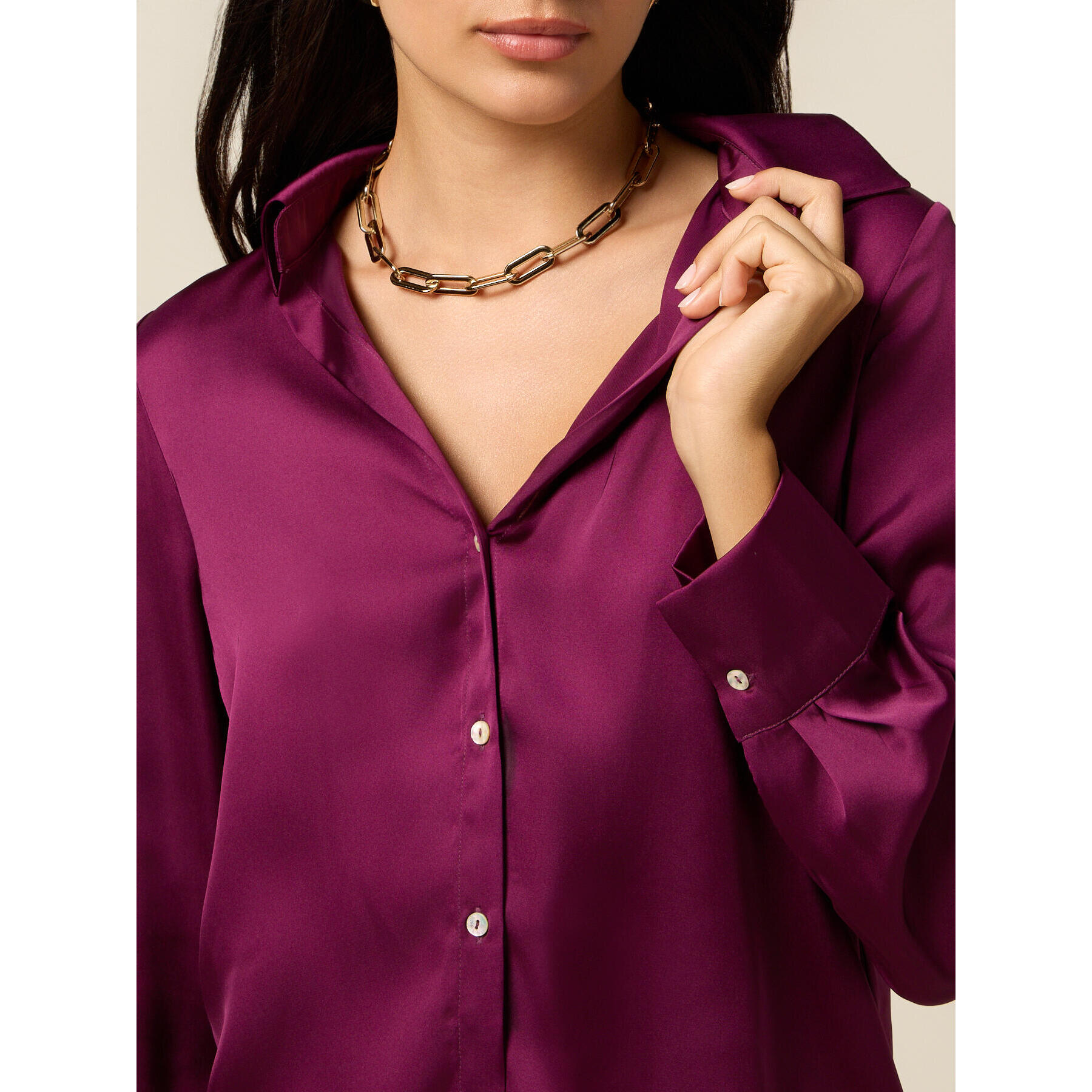 Oltre - Camisa de satén - Burgundy
