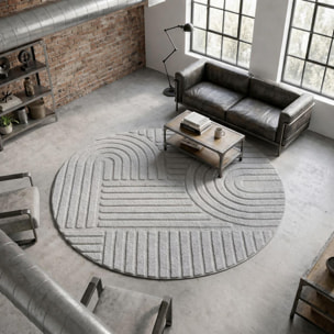 Tapis salon au motif géométrique en relief, design épuré, MANON
