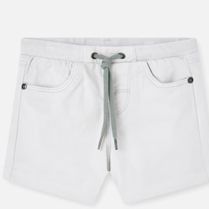 Bermudas para niÃ±o en algodÃ³n liso de color beige, Camiseta