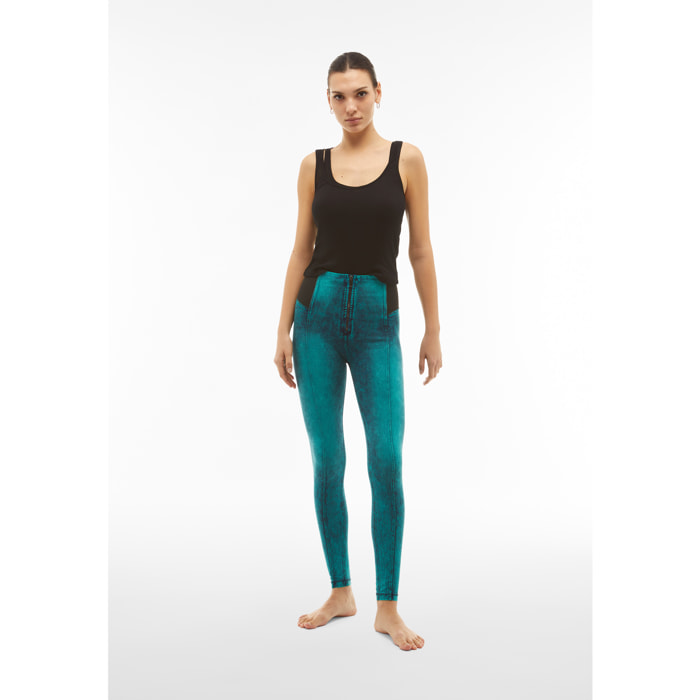 Jeggings push up WR.UP® vita alta tessuto effetto marble