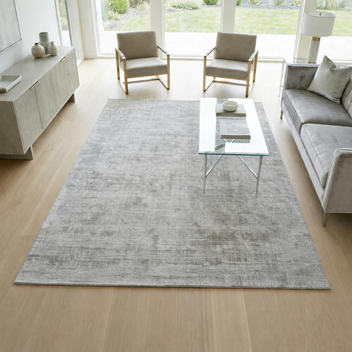Tapis salon et chambre fait main en viscose motif uni ELWA