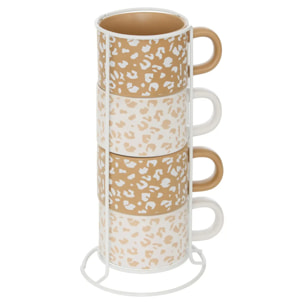Rack 4 mugs Leopardi L12,7xp12,7xH25,3cm