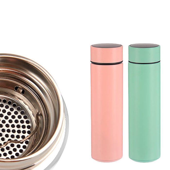 Pack de 2 Termos. Pantalla LED con indicador de temperatura. 350W de potencia y 450ml de capacidad. Surtido 2 colores.