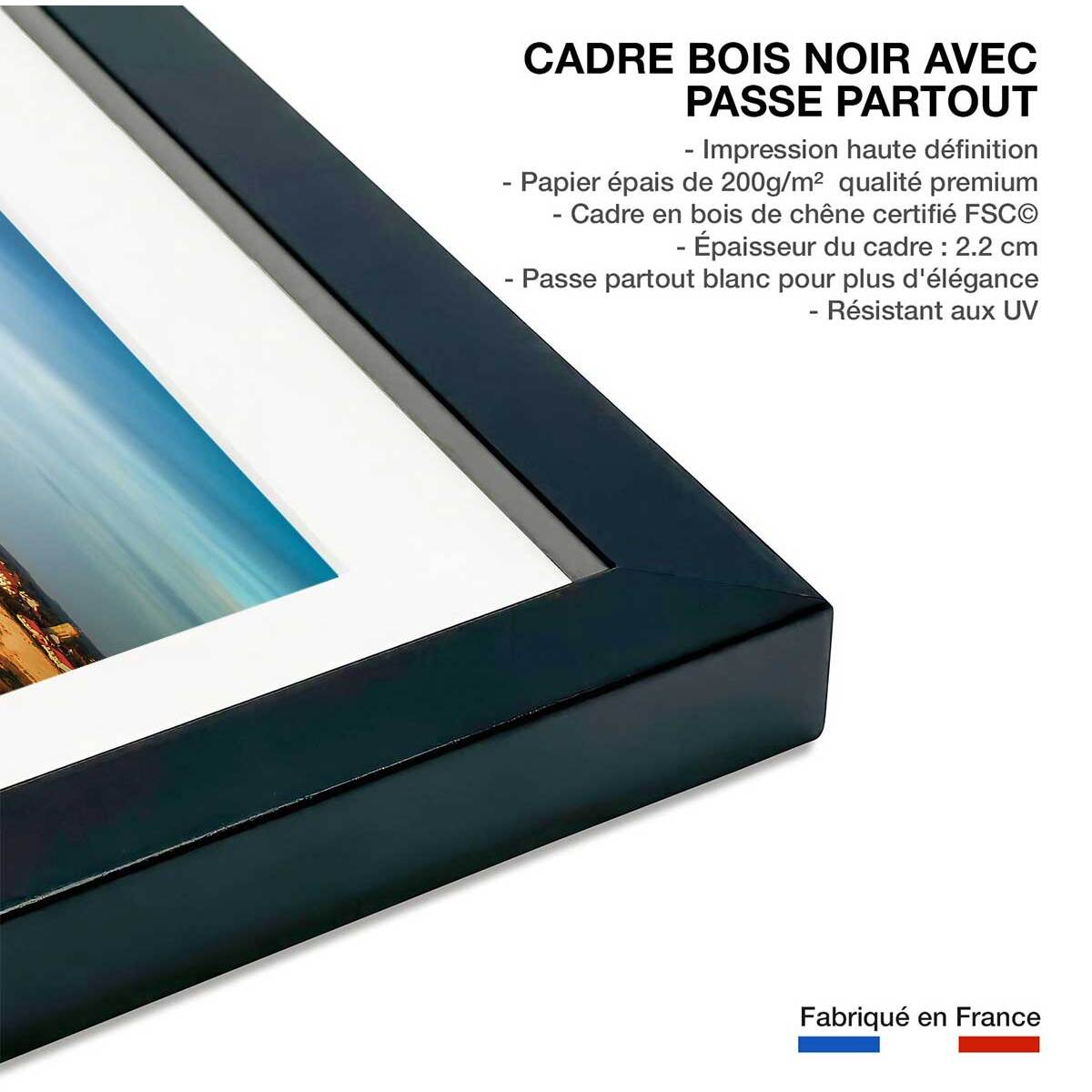 Affiche capbreton sud blocos vue du ciel Affiche + cadre en bois - Noir