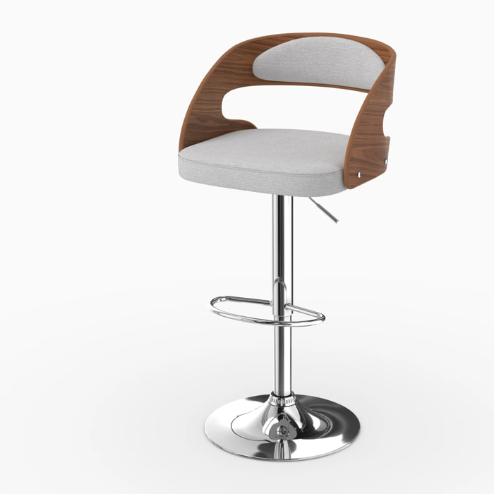 Chaise de bar réglable 62/84 cm en tissu gris clair - Louis
