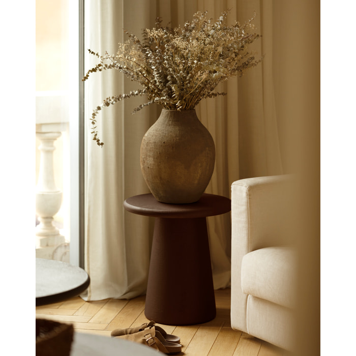 Table d'appoint ronde en microciment marron de 45x50cm Hauteur: 50 Longueur: 45 Largeur: 45