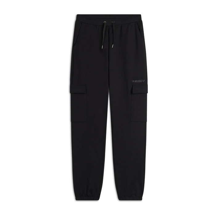 Pantaloni cargo regular fit da donna in felpa garzata