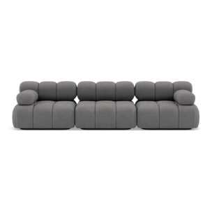 Ruby - canapé droit modulable 3 places en velours texturé - Gris