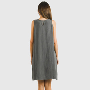 Vestido corto tirantes bambula liso