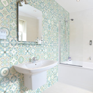 Stickers muraux - Sticker Mural Carrelage adhésif Cuisine Salle de Bain - 60 STICKERS CARRELAGES AZULEJOS CARMELINO